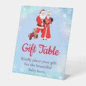 オベビーサンタ&ミセスクロース赤ちゃんシャワーギフトテーブル 台座サイン (正面)