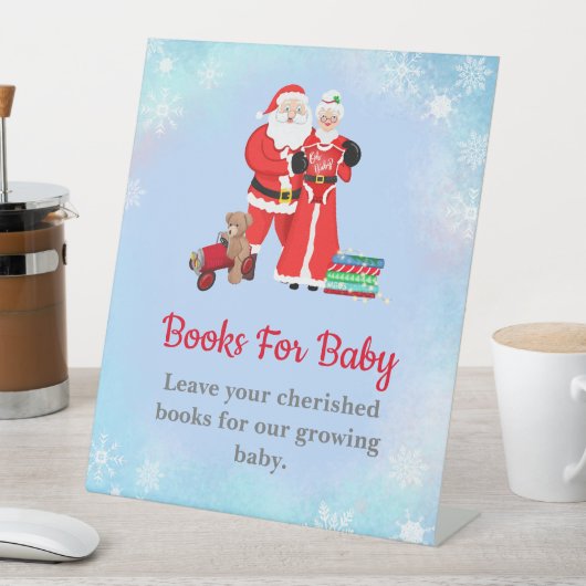 オベビーサンタ&ミセスクロース赤ちゃんシャワー本 台座サイン (インサイチュ)