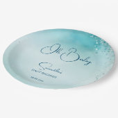 オベビーシアン水色ブルーベビーシャワーテンプレート ペーパープレート (アングル)