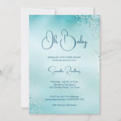 オベビーシアン水色ブルーベビーシャワー 招待状 (正面)