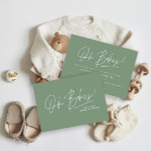 オベビーシャワースクリプトモダンセージ緑 招待状