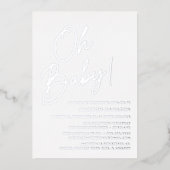 オベビーシルバースクリプトベビーシャワー 箔招待状 (正面)