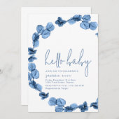 オベビーシンプルダークブルーベビーシャワー招待状 招待状 (正面/裏面)