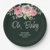 オベビーシンプルバラ放射緑赤ちゃんシャワー ペーパープレート (正面)