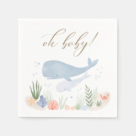 オベビーシーベビーシャワーの下 スタンダードカクテルナプキン (正面)