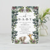 オベビージャングルサファリ動物の赤ちゃんシャワー 招待状 (スタンド正面)