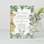 オベビージャングルサファリ動物ベビーシャワー 招待状 (スタンド正面)