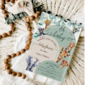 オベビージャングルサファリ動物ベビーシャワー 招待状