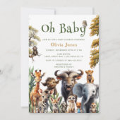 オベビージャングル男女兼用ベイビーシャワー 招待状 (正面)