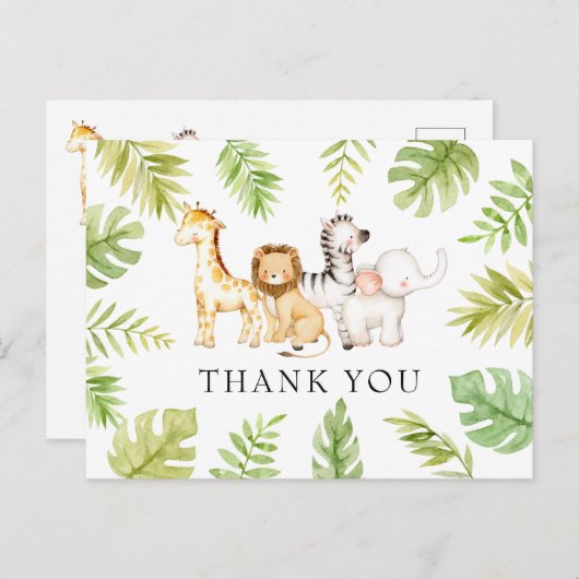 オベビージャングル赤ちゃんシャワーありがとうはがき ポストカード (正面/裏面)