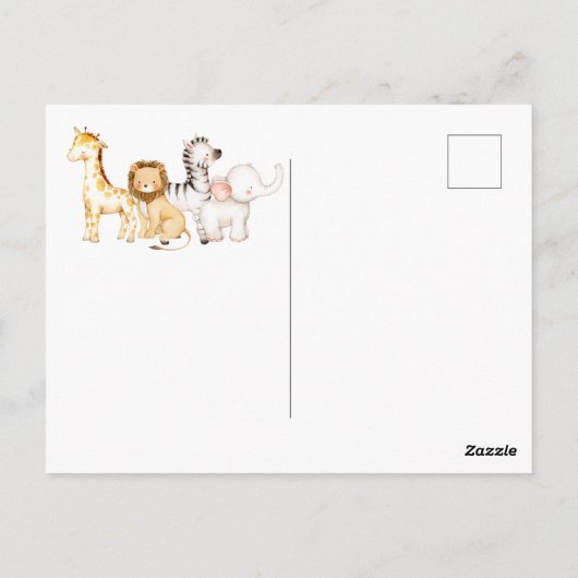 オベビージャングル赤ちゃんシャワーありがとうはがき ポストカード (裏面)