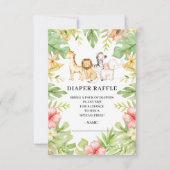 オベビージャングル赤ちゃんシャワーおむつラッフル 招待状 (正面)