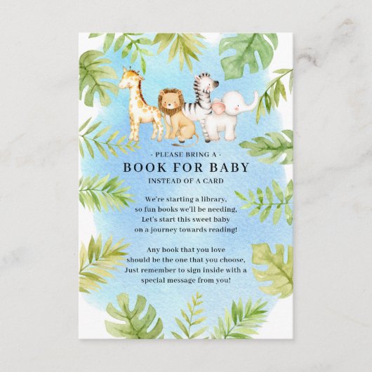 オベビージャングル赤ちゃんシャワーベビー本 エンクロージャーカード (正面)