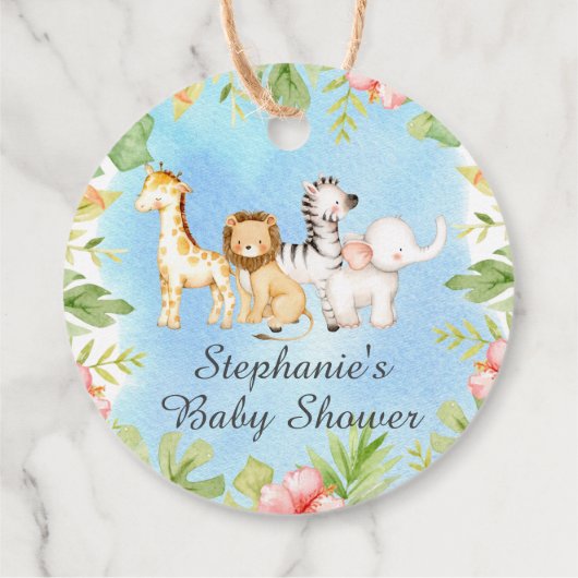 オベビージャングル赤ちゃんシャワー好意ギフトラベル フェイバータグ (裏面)