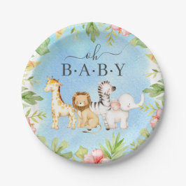 オベビージャングル赤ちゃんシャワー7"プレート ペーパープレート