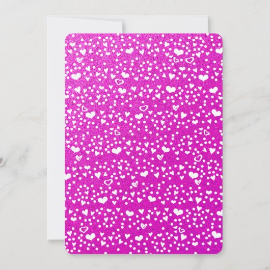 オベビースイートガールフォトピンクハートスクリプト誕生 案内状 (裏面)