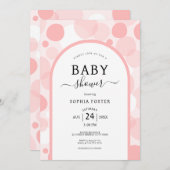 オベビースイートピンクアーチガールベビーシャワー 招待状 (正面/裏面)