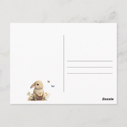 オベビースウィートバニーベビーシャワー招待状 ポストカード (裏面)