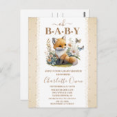 オベビースウィートフォックスベイビーシャワー招待状はがき ポストカード (正面/裏面)