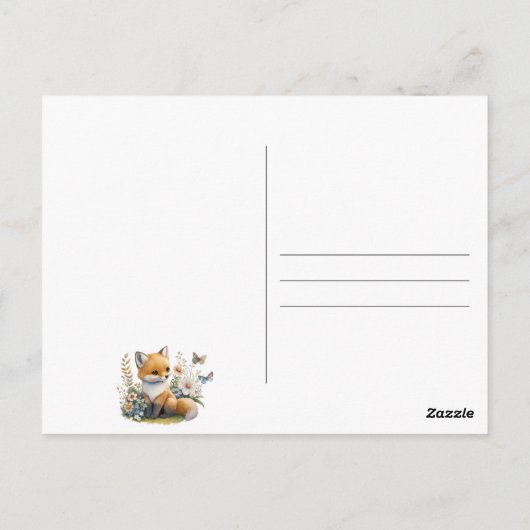 オベビースウィートフォックスベイビーシャワー招待状はがき ポストカード (裏面)