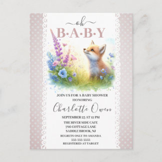 オベビースウィートフォックスベイビーシャワー招待状はがき ポストカード
