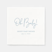 オベビースカイブルーパーソナライズされたベビーシャワー スタンダードカクテルナプキン (正面)