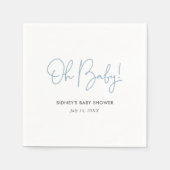 オベビースカイブルーパーソナライズされたベビーシャワー スタンダードカクテルナプキン (正面)