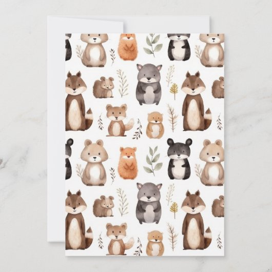 オベビースカンクウッドランド動物の赤ちゃんシャワー 招待状 (裏面)