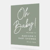 オベビースクリプトセージ緑の赤ちゃんシャワーへようこそ アクリルサイン (傾斜)