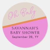 オベビースクリプトブライトピンクとオレンジのトリカラー ラウンドシール (正面)