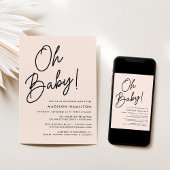 オベビースクリプト赤面ミニマル赤ちゃんシャワー 招待状