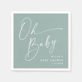 オベビースクリプモダントセージ緑の赤ちゃんシャワー スタンダードカクテルナプキン (正面)