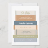 オベビーストーリーブックスタックブックラバーベビーシャワー 招待状 (正面)