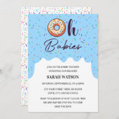 オベビースプルドーナツツインズ男の赤ちゃんシャワー 招待状 (正面/裏面)