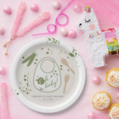 オベビースプーンフォークピンクよだれかけニュートラル赤ちゃんシャワー ペーパープレート (パーティー)