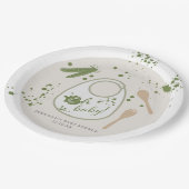 オベビースプーンフォークピンクよだれかけニュートラル赤ちゃんシャワー ペーパープレート (アングル)