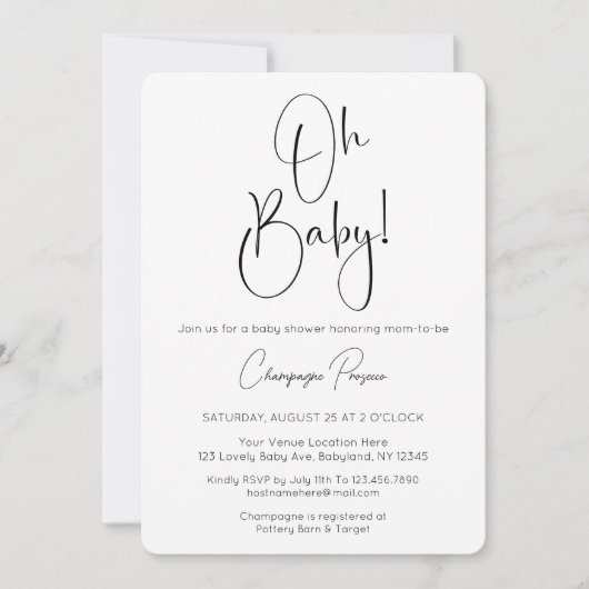 オベビースモダンクリプト写真ベビーシャワー招待状 招待状 (正面)