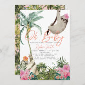 オベビースロースフローラジャングルガールベビーシャワー 招待状 (正面/裏面)