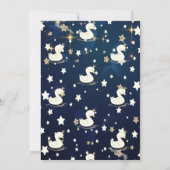 オベビースワンクラウンスターズネイビーブルーベビーシャワー 招待状 (裏面)