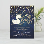 オベビースワンクラウン金ゴールドスターベビーシャワー 招待状 (スタンド正面)