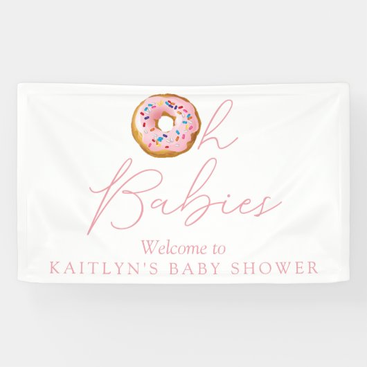 オベビーズドーナツ振りかけるツインベイビーシャワーへようこそ 横断幕 (横)