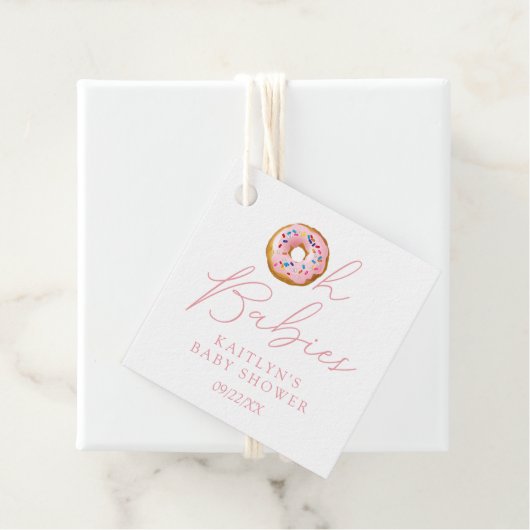 オベビーズドーナツ散水双子の女の子の赤ちゃんシャワー フェイバータグ (インサイチュ)