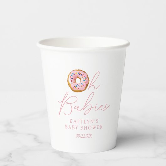 オベビーズドーナツ散水双子の女の子の赤ちゃんシャワー 紙コップ (裏面)
