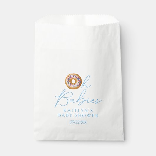 オベビーズドーナツ散水双子の少年の赤ちゃんシャワー フェイバーバッグ (正面)