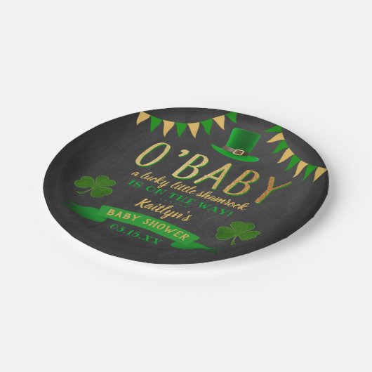オベビーセントパトリックの日の赤ちゃんシャワー ペーパープレート (アングル)