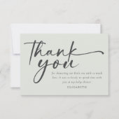 オベビーセージ緑ミニマリスト赤ちゃんシャワー サンキューカード (正面)