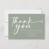 オベビーセージ緑ミニマリスト赤ちゃんシャワー サンキューカード (正面)