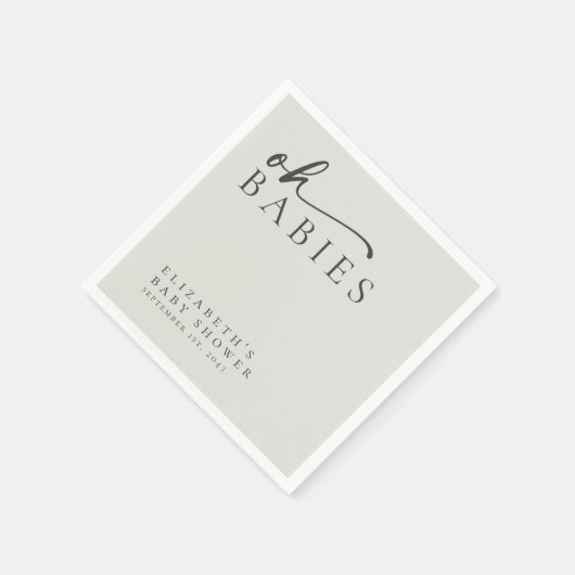 オベビーセージ緑ミニマリスト赤ちゃんシャワー スタンダードカクテルナプキン (角)