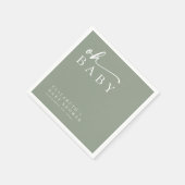 オベビーセージ緑ミニマリスト赤ちゃんシャワー スタンダードカクテルナプキン (角)