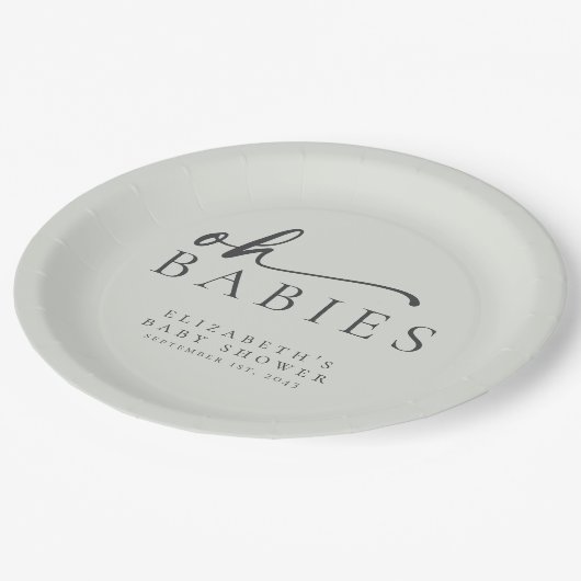 オベビーセージ緑ミニマリスト赤ちゃんシャワー ペーパープレート (アングル)